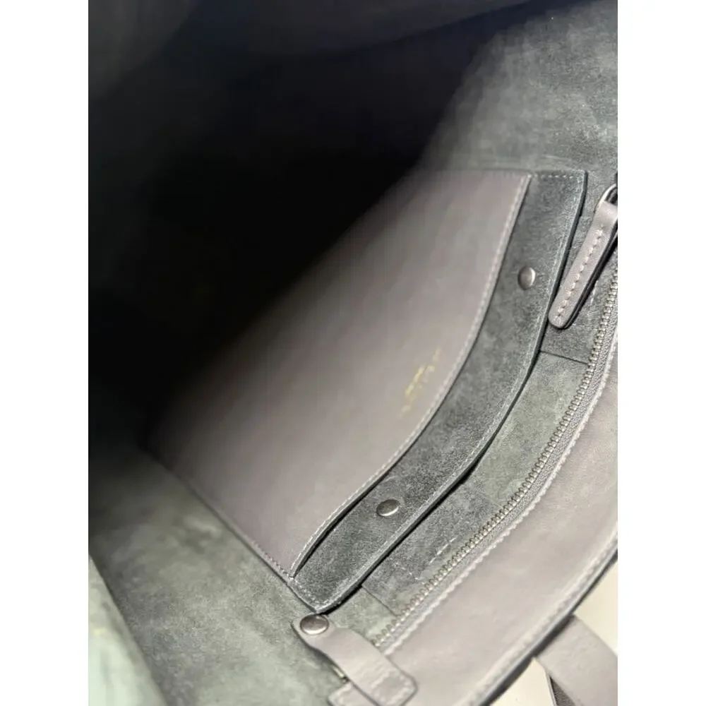 Brunello Cucinelli Graphite Gray Leather Tote with Monili Bead Trim